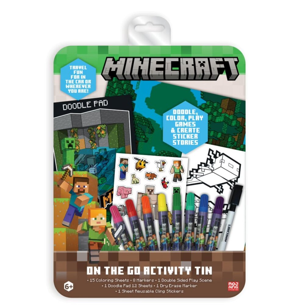 Minecraft On-the-Go Activity Tin Art Set, 27 Pieces, for Children Ages 6 And Up,